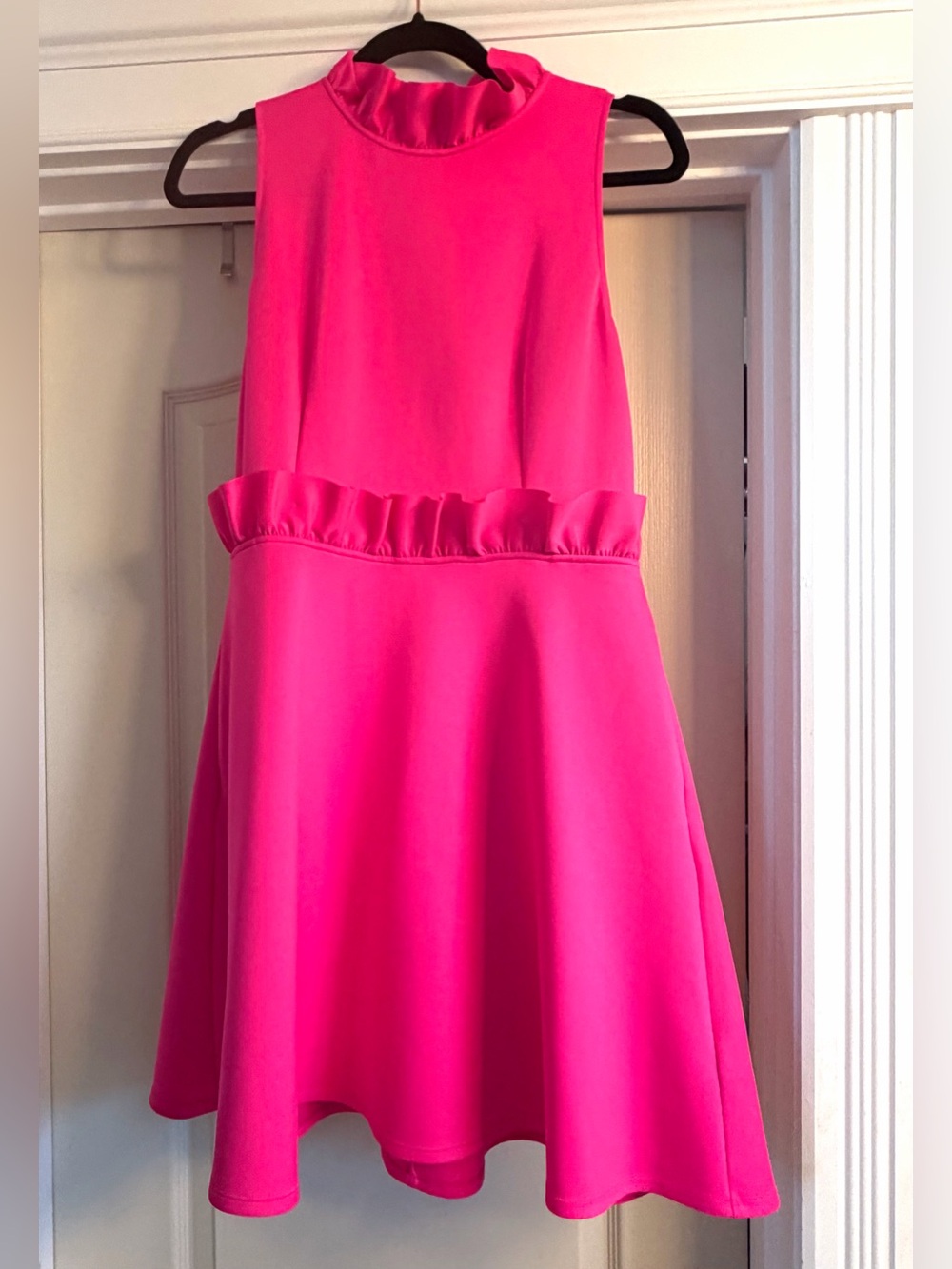 Ted Baker Hot Pink Ruffled Waist Fit-and-Flare Dress
